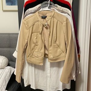 Bebe Beige faux Leather Jacket